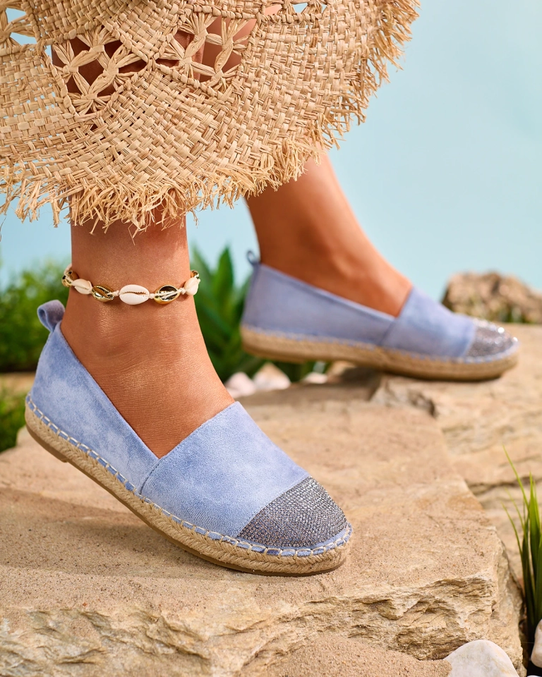 Royalfashion Blaue Damen-Espadrilles mit Zirkonen Iterica