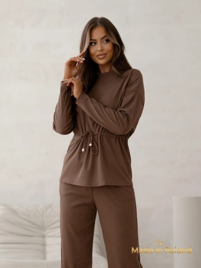Royalfashion Baumwoll-Damen-Set im Strick-Rippen-Stil