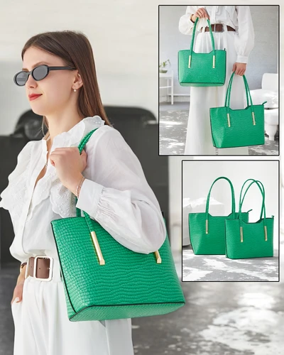 Royalfashion Doppeltes Patentleder-Damentasche mit Prägung