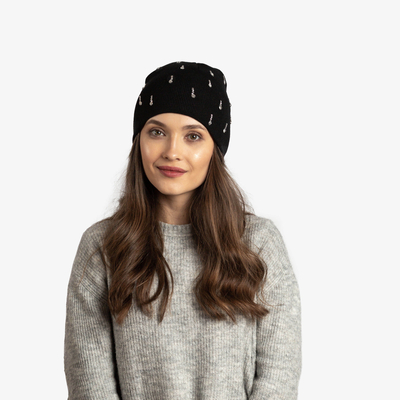 Schwarzer Damenhut mit Zirkonia - Accessoires