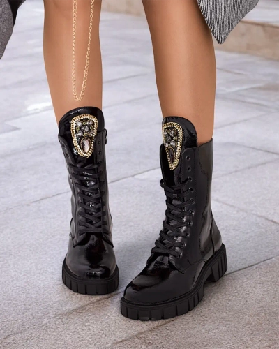 Royalfashion Damen Operre Schnürstiefel