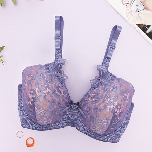 Рожевий бюстгальтер з фіолетовим мереживом - Нижня білизна
