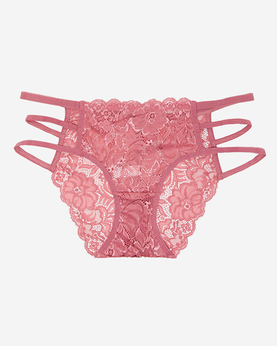 Dunkelrosa Spitzenslip mit Streifen für Damen - Unterwäsche