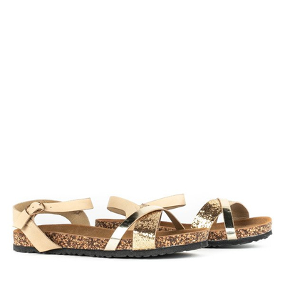 Beige- und Goldsandalen mit Glitzerarmband Nincoa - Footwear