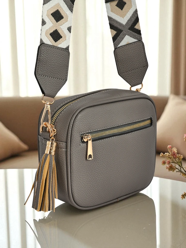 Royalfashion Kleine Damenhandtasche aus Öko-Leder mit buntem Riemen Kovi Lace