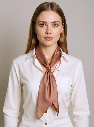 Apollonia Dunkelbraunes Damenhalstuch aus Satin-Polyester 69x66 cm