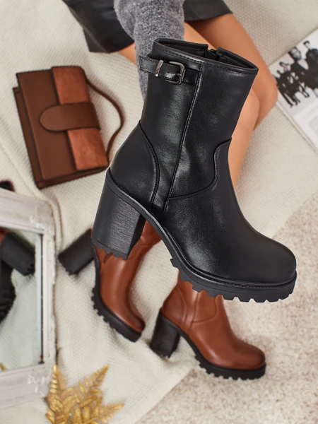 Damen Stiefeletten aus Öko-Leder mit Blockabsatz Sylvarra