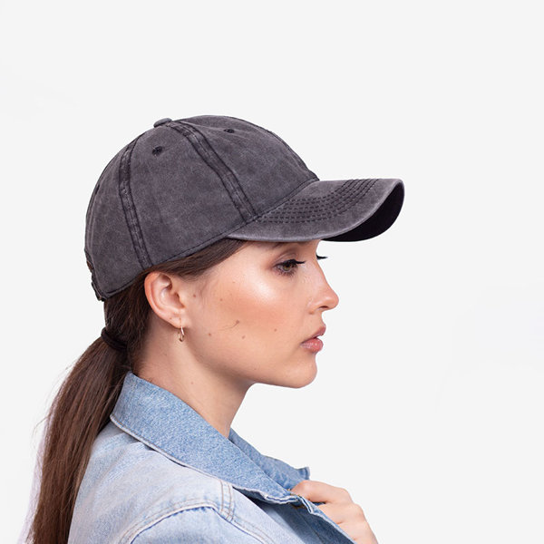 Damen-Baseballmütze aus schwarzem Jeansstoff - Accessoires
