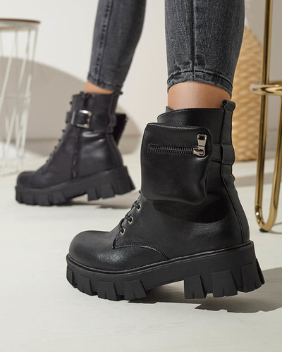 OUTLET Schwarzer Damenstiefel mit Tasche Feffle- Footwear