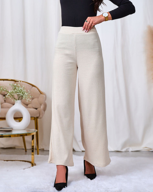 Жіночі широкі брюки на резинці Royalfashion Cream