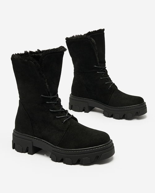 Royalfashion Чорні жіночі черевики на шнурівці Cavenma