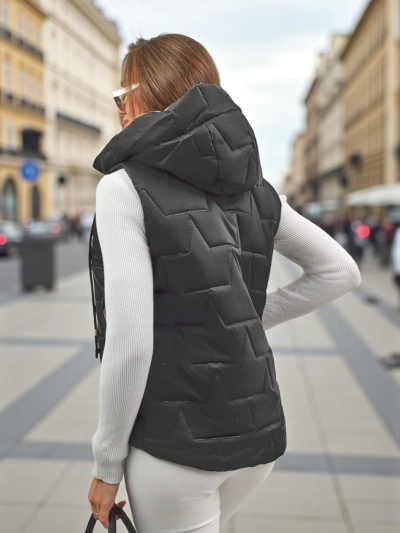 Gesteppte Damenweste mit Kapuze Crimson Haze