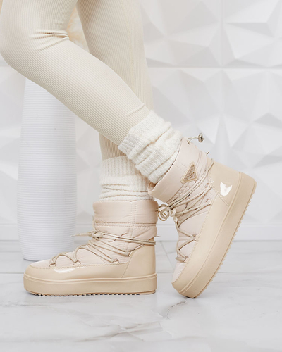 Royalfashion Beige Galebda Damen Schlupf-Schneestiefel