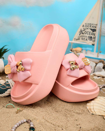 Royalfashion Damen-Gummi-Flip-Flops mit Zierschleife Nilm