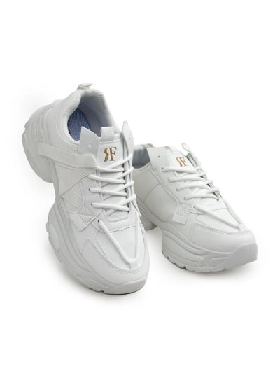 Damen weiße Sneakers Arete aus Öko-Leder, flacher Absatz, Frühlingskollektion