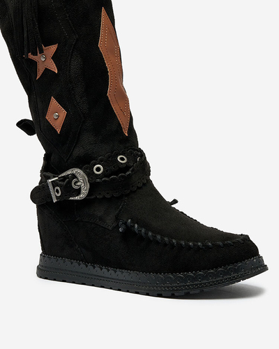 Royalfashion Schwarze Damenstiefel mit verstecktem Anker Figgers