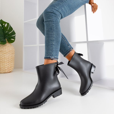 Чорні гумові дощовики від парасольки матові - Wellies