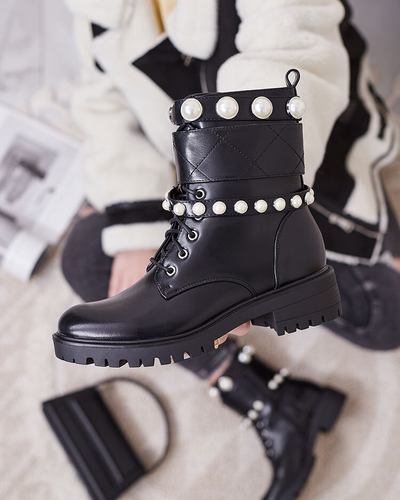 Royalfashion Damen Baggerstiefel in schwarz Fessefy