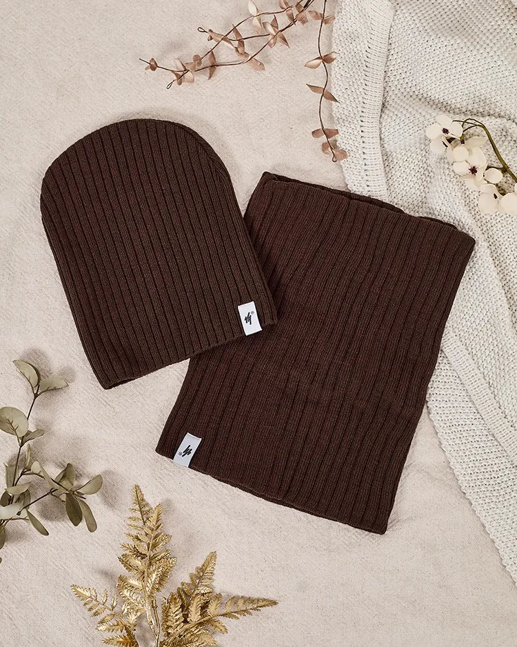 Royalfashion Winter-Set universell - Beaniemütze mit Nackenwärmer