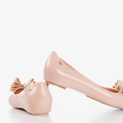 Beige Meliski mit Tyrika-Schleife verziert - Schuhe 1