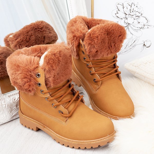 Tim braune Stiefel mit Pelzbesatz - Schuhe