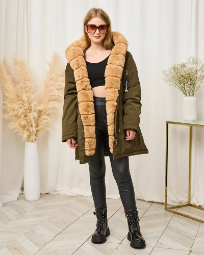 Grüne Damen-Winterjacke PLUS SIZE - Kleidung