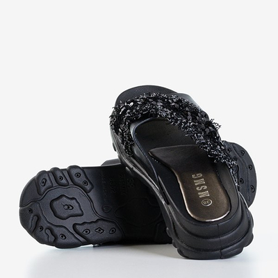 Schwarze Damen-Flipflops mit Kobi-Pailletten - Schuhe 1