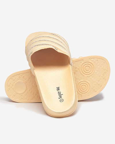 OUTLET Goldene Damenhausschuhe mit Zirkonia Mytaris - Schuhe