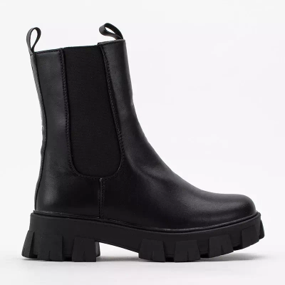 Schwarze Hoppy Kunstlederstiefel - Schuhe