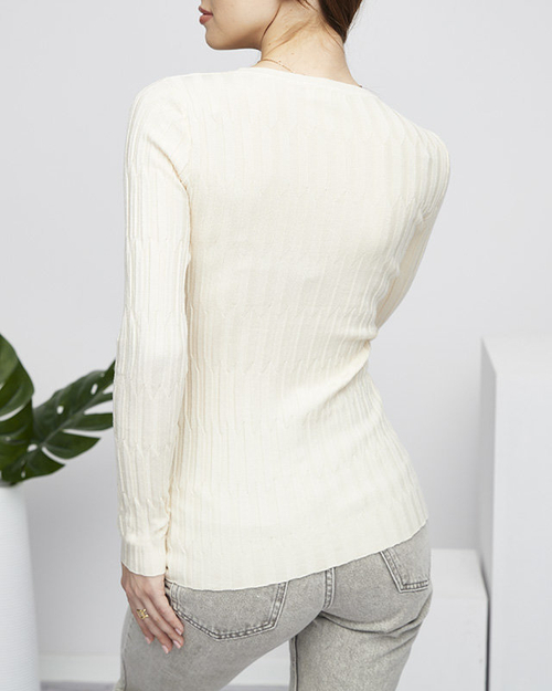 Бежевий жіночий светр в рубчик - Одяг