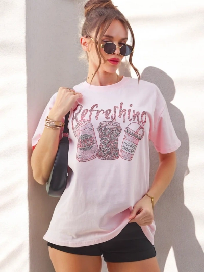 Royalfashion Baumwoll-Damen-T-Shirt mit Strassdruck