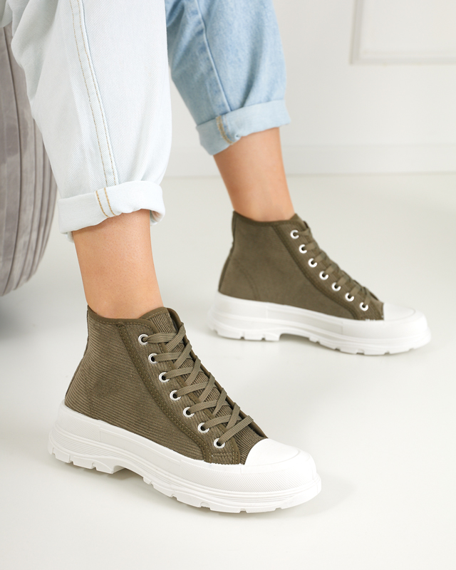 Grüne gerippte Damen-Sneaker Somali - Footwear