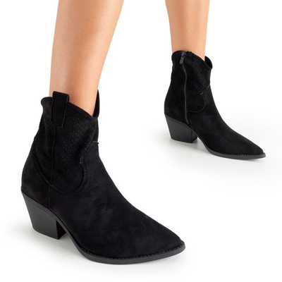 Schwarze durchbrochene Stiefel a'la Cowboystiefel Bakkerom - Schuhe