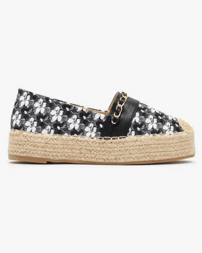 Schwarze Espadrilles mit Blumenmuster Azzaxi- Footwear
