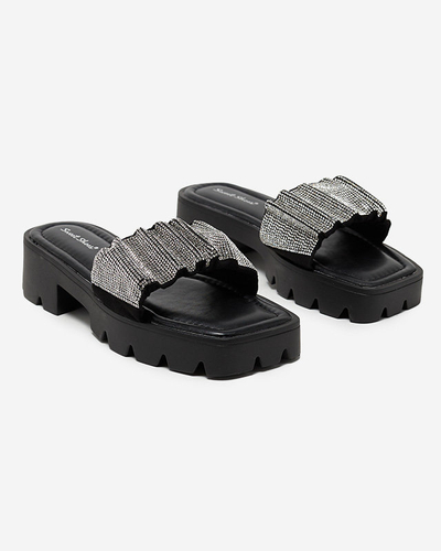 Schwarze Damen Flip-Flops mit Zirkonen Emkoy - Footwear