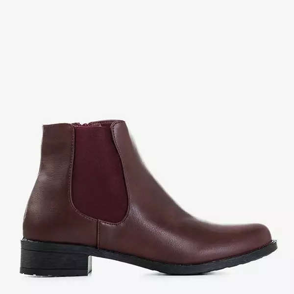 OUTLET Kastanienbraune Chelsea-Stiefel für Damen mit flachen Absätzen Timea - Schuhe