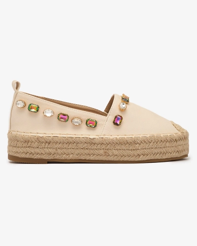 Royalfashion Жіночі еспадрильї з кристалами бежевого кольору Ziennie