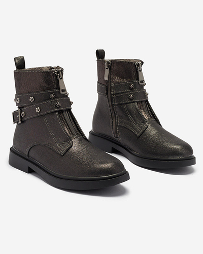 Glänzende Stiefel für Mädchen in Graphit Allasi- Footwear