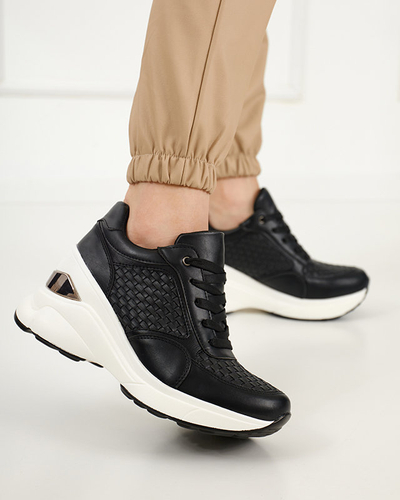 OUTLET Schwarze Sportschuhe für Damen mit Indoor-Keilabsatz Renel - Footwear