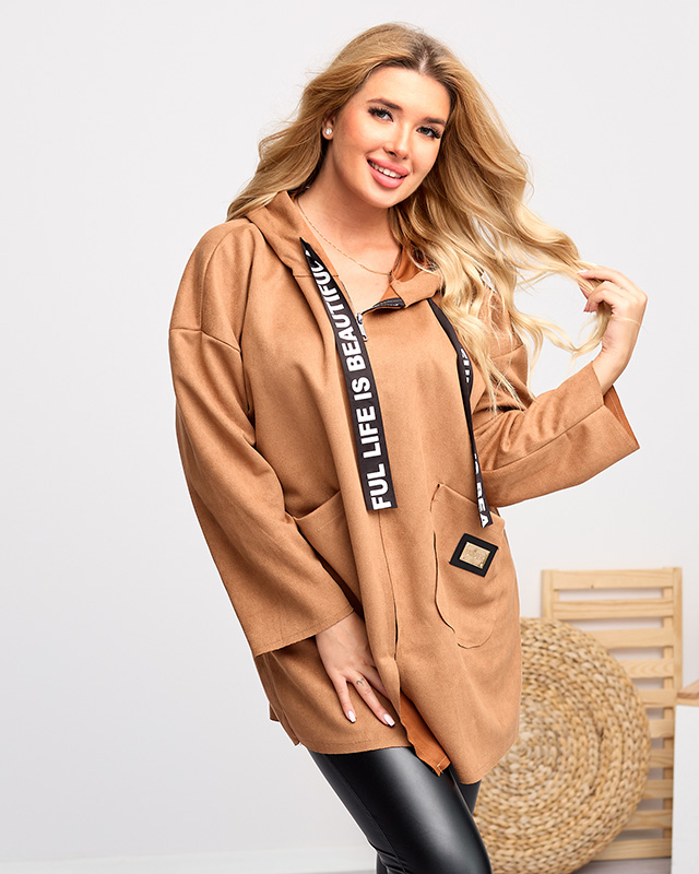 Braune Öko-Wildlederjacke für Damen - Kleidung