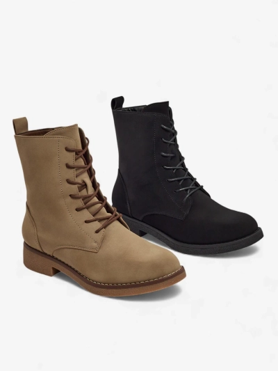 Matte Damen Schnürstiefeletten Treviline aus Öko-Leder