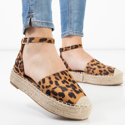 OUTLET Espadrilles auf Plateau mit Leo-Print Qitina - Schuhe