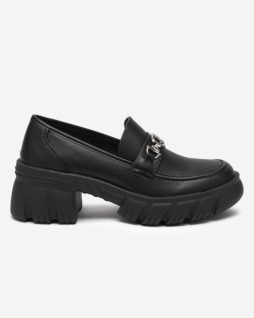 Чорні жіночі лофери на масивній підошві Terima