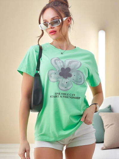 Royalfashion Damen Baumwoll-T-Shirt mit Blumen