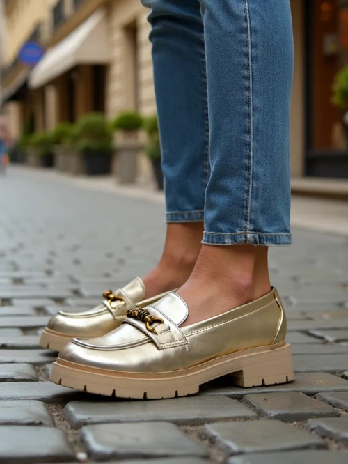 Royalfashion Жіночі мокасини з позолотою Goldlove