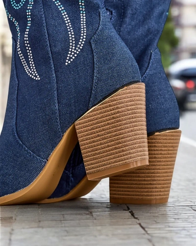 Royalfashion Damen Cowboystiefel mit hohem Absatz Komoti