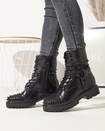 Schwarze Damenstiefel mit Nieten Fioppo - Schuhe