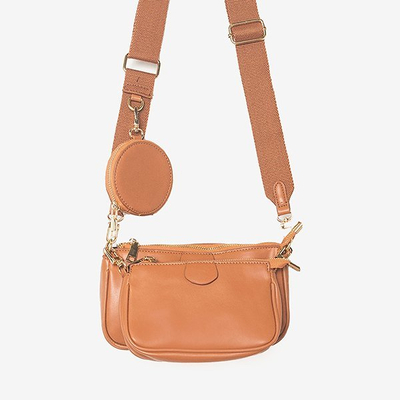 Dreiteilige kleine Damenhandtasche in brauner Farbe - Handtaschen