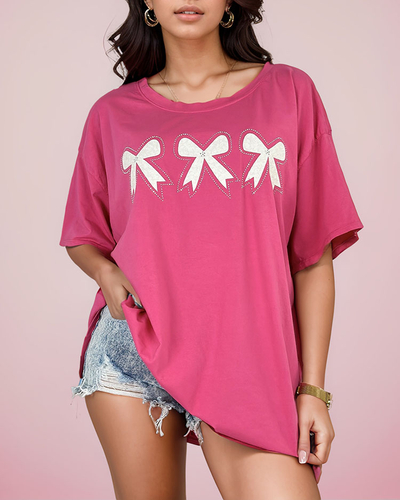 Royalfashion Damen-T-Shirt mit Schleifenaufnäher