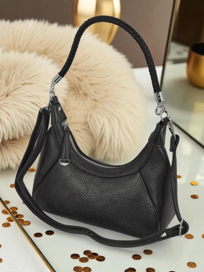 Royalfashion Kleine Damenhandtasche aus Öko-Leder mit dekorativem Riemen Lacquea